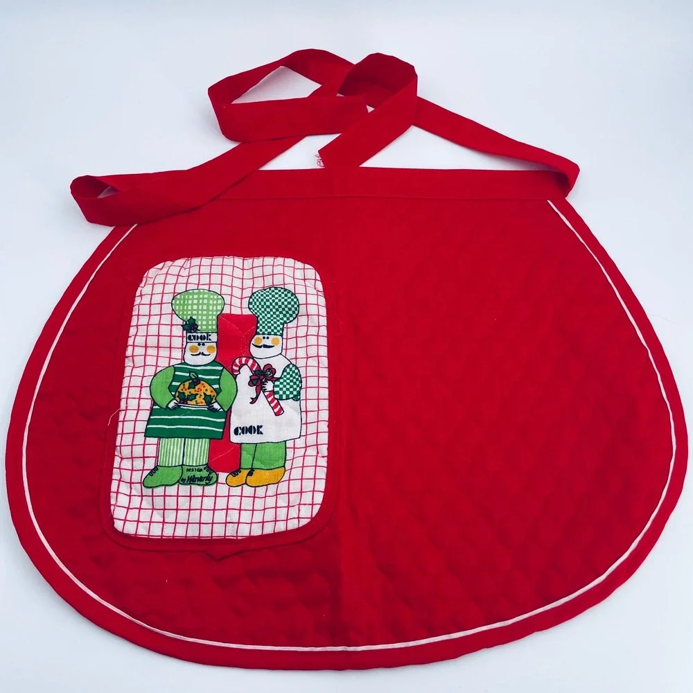 Vintage Half Apron Christmas Holiday Cooking Apron‎ with Matching Pot Holder